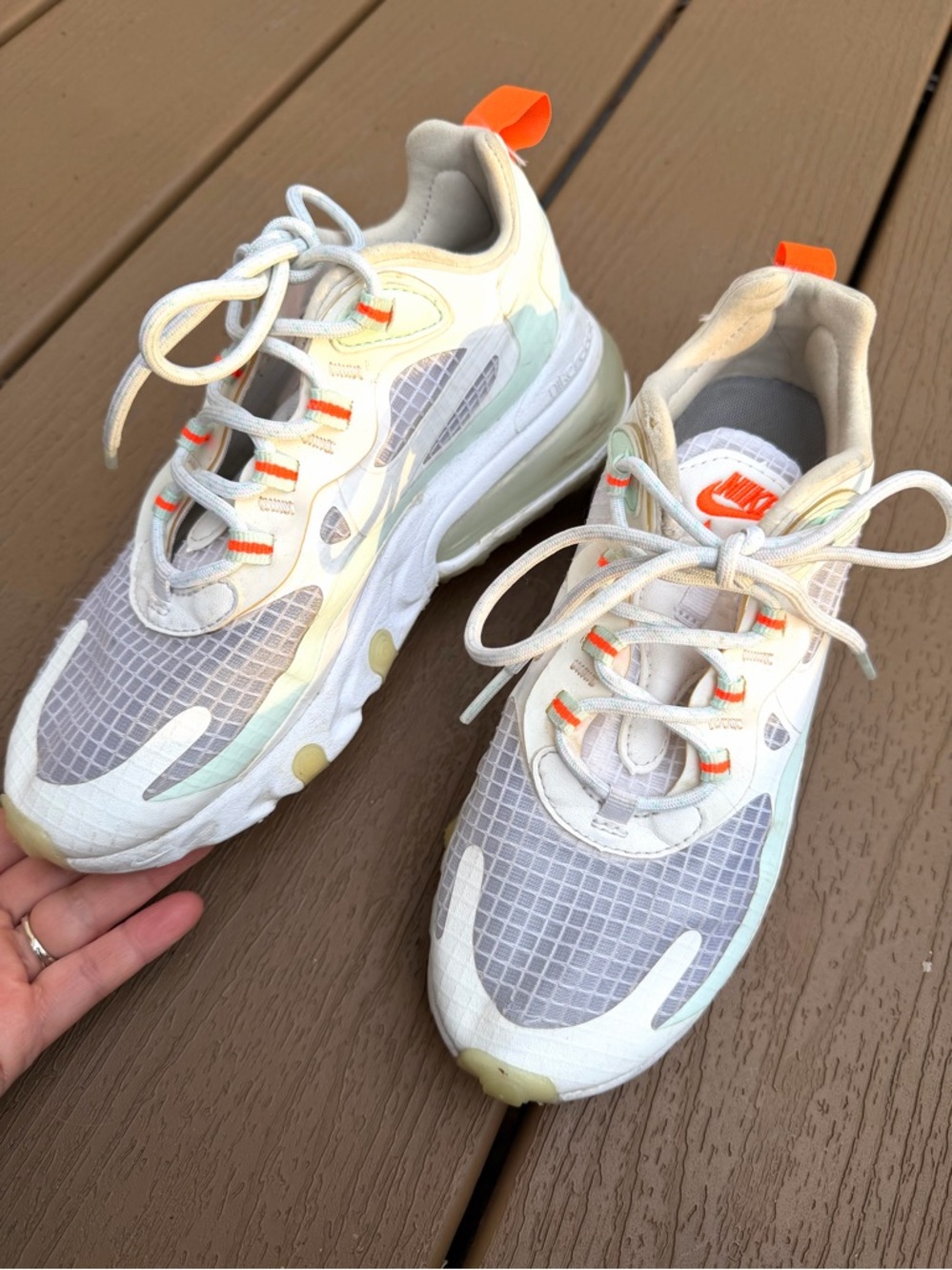 Nike React Vision Air Sneakers Women’s 5 White Mint Neon Orange Running shoes